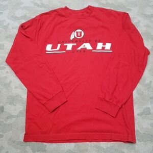 VTG University Of Utah Utes Shirt Mens Medium Red Y2k AAA Long Sleeve